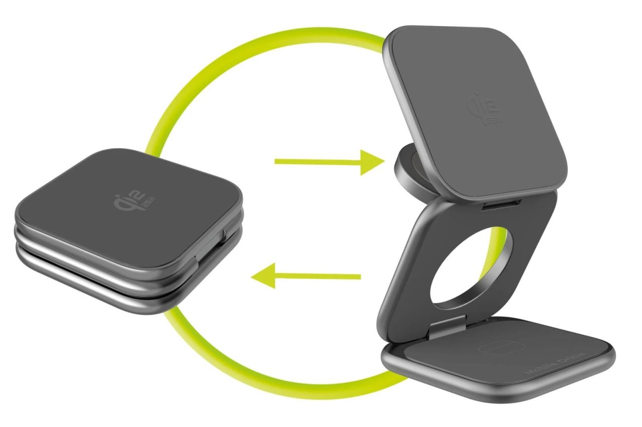 Mobile Origin PW36 3in1 Qi2 25W UltraSlim Foldable Charger Space Grey