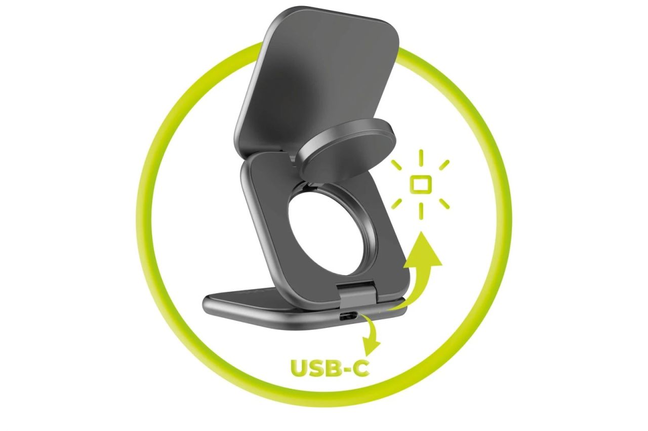 Mobile Origin PW36 3in1 Qi2 25W UltraSlim Foldable Charger Space Grey