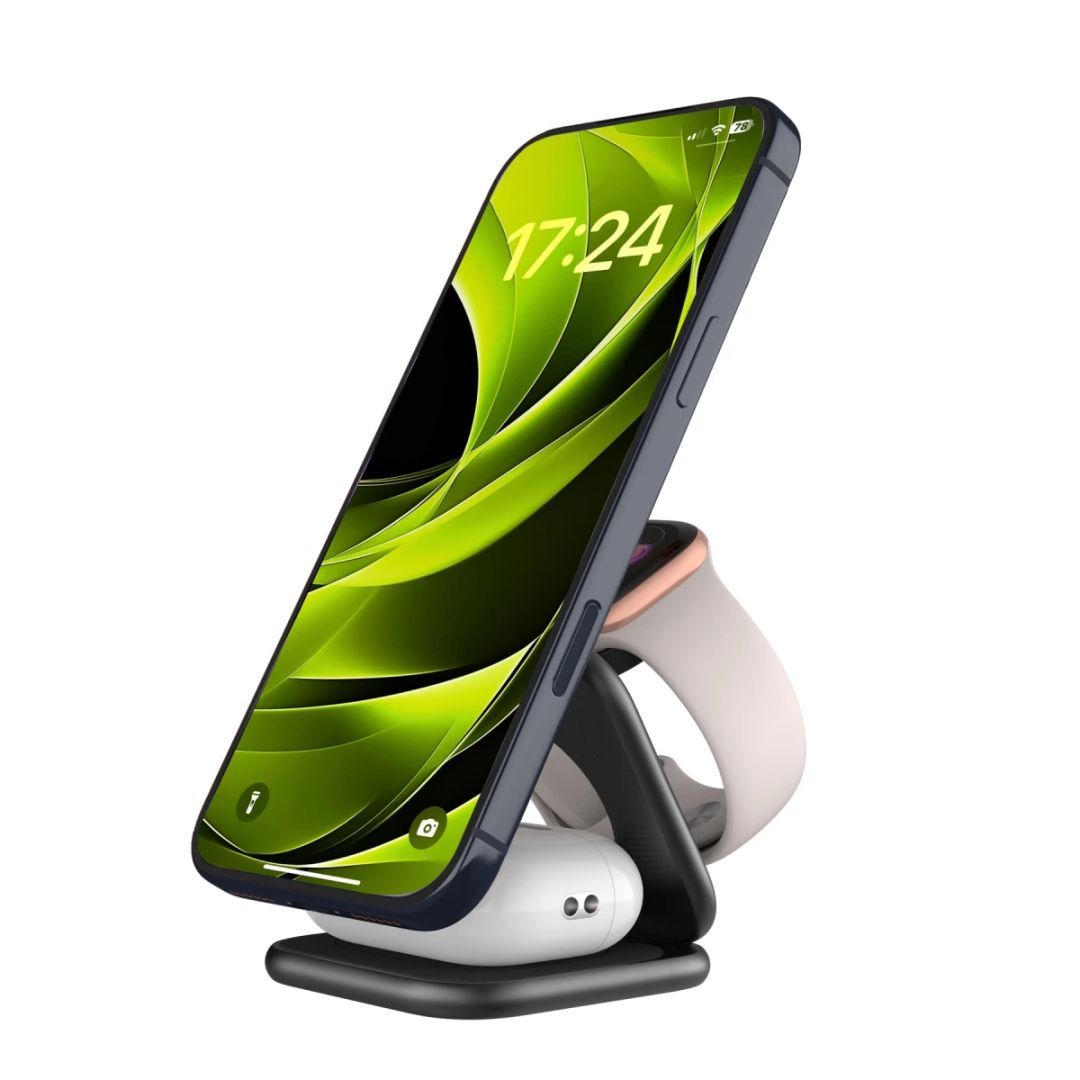 Mobile Origin PW36 3in1 Qi2 25W UltraSlim Foldable Charger Matte Black