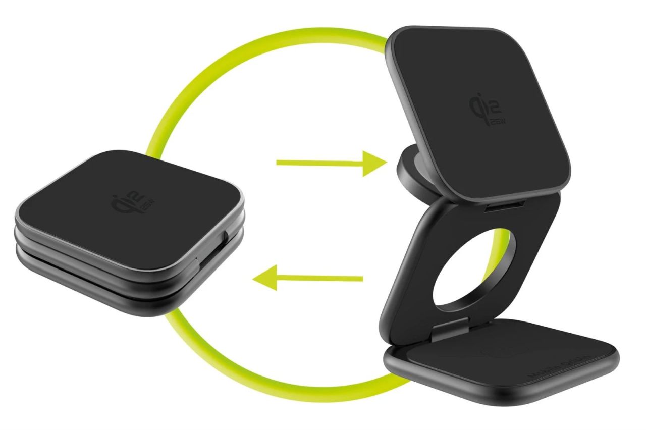 Mobile Origin PW36 3in1 Qi2 25W UltraSlim Foldable Charger Matte Black