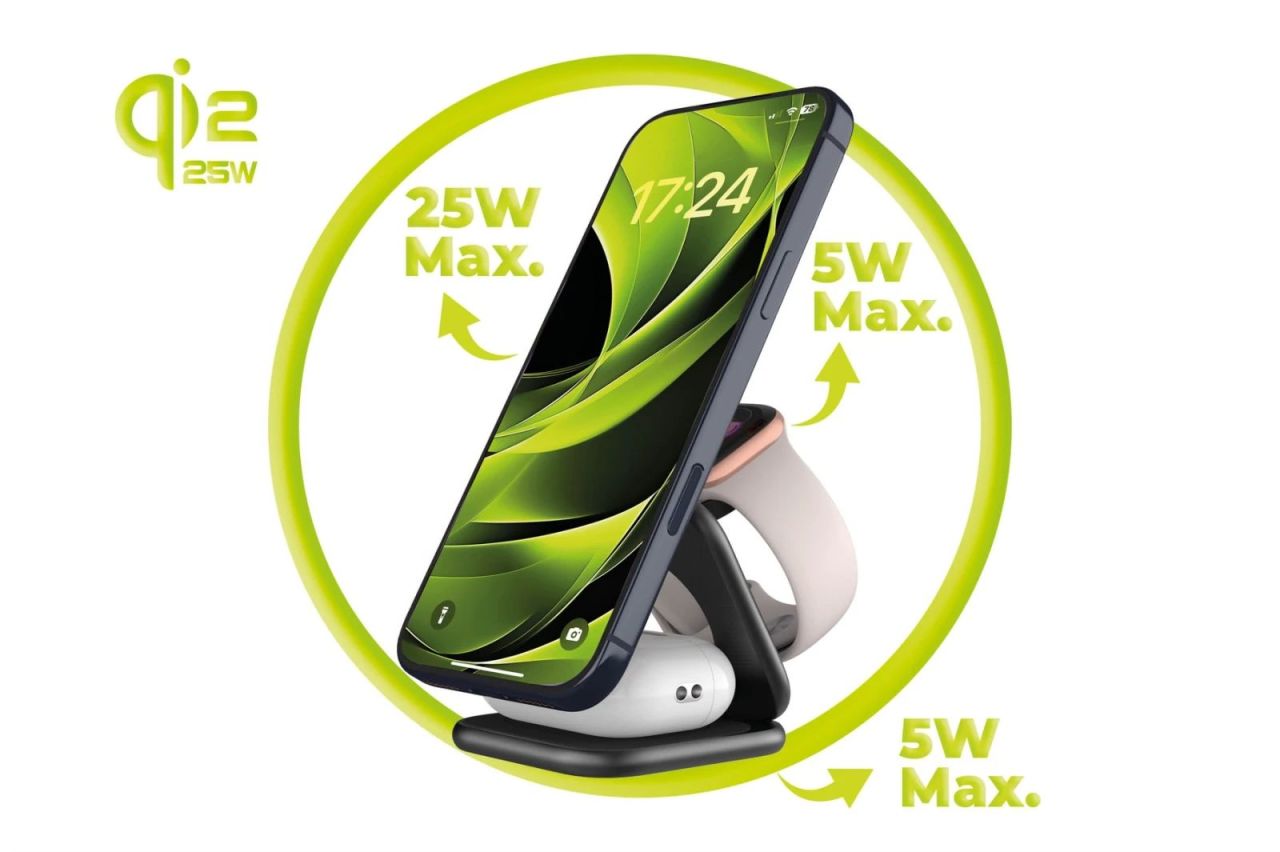 Mobile Origin PW36 3in1 Qi2 25W UltraSlim Foldable Charger Matte Black