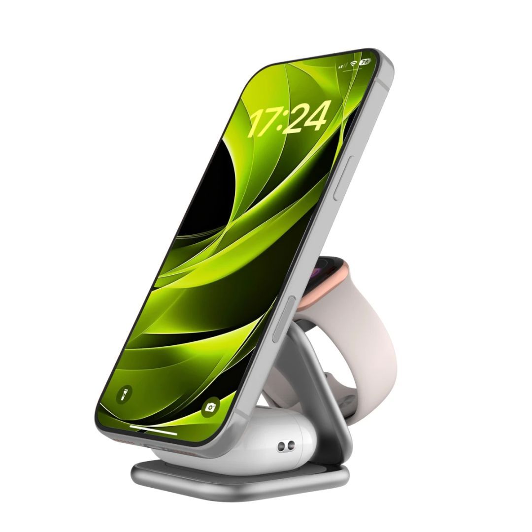 Mobile Origin PW36 3in1 Qi2 25W UltraSlim Foldable Charger Silver