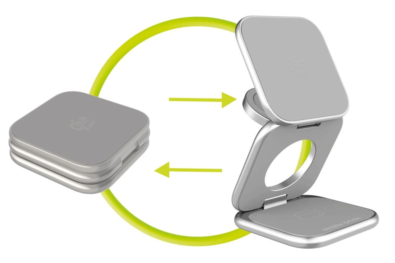 Mobile Origin PW36 3in1 Qi2 25W UltraSlim Foldable Charger Silver