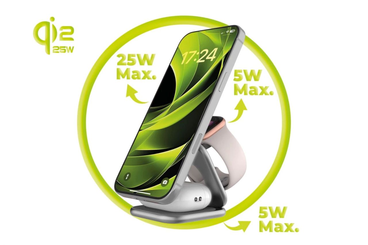 Mobile Origin PW36 3in1 Qi2 25W UltraSlim Foldable Charger Silver