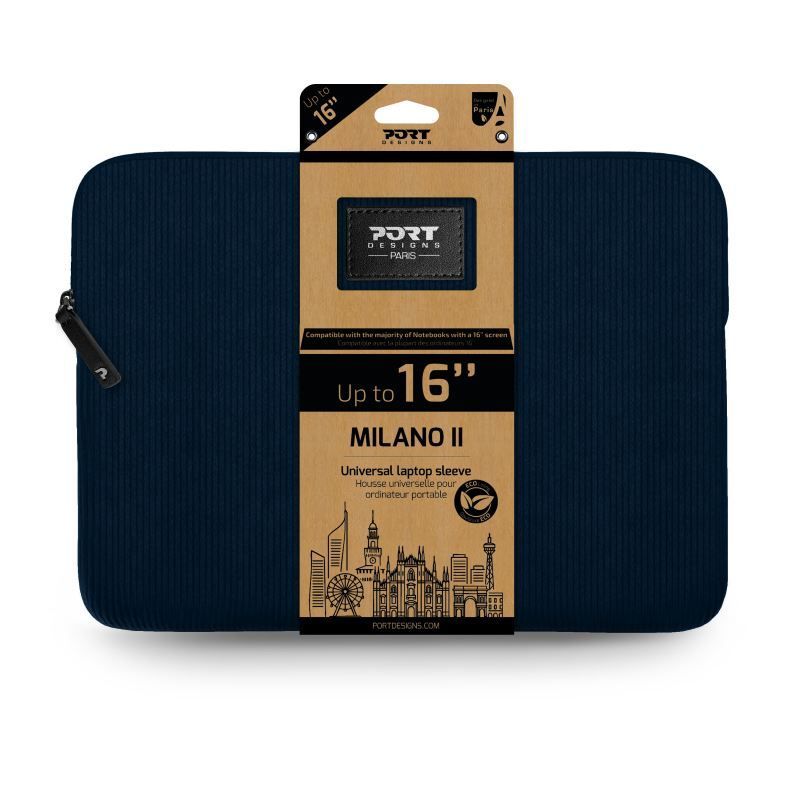 Port Designs MILANO II ECO laptop sleeve 16" Navy Blue