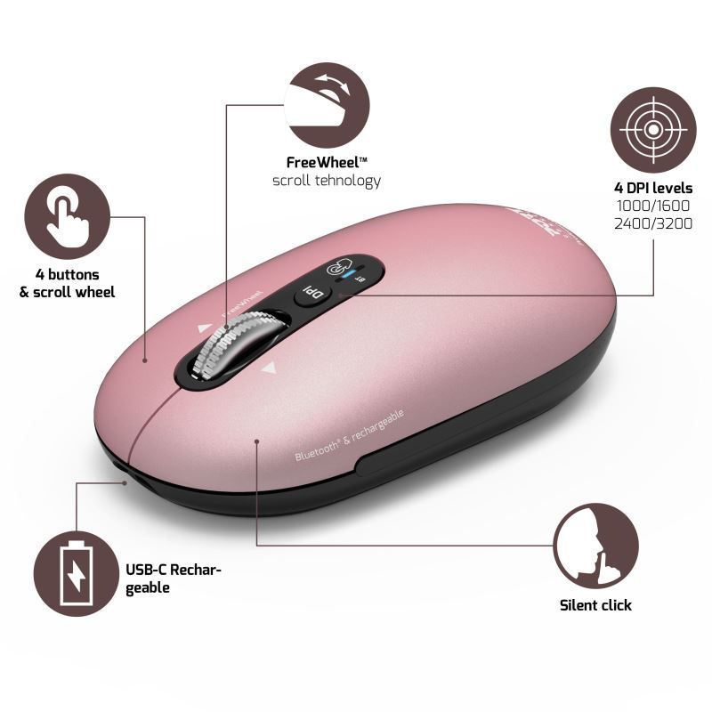 Port Designs Pure MAC Wireless Bluetooth Mouse Pink