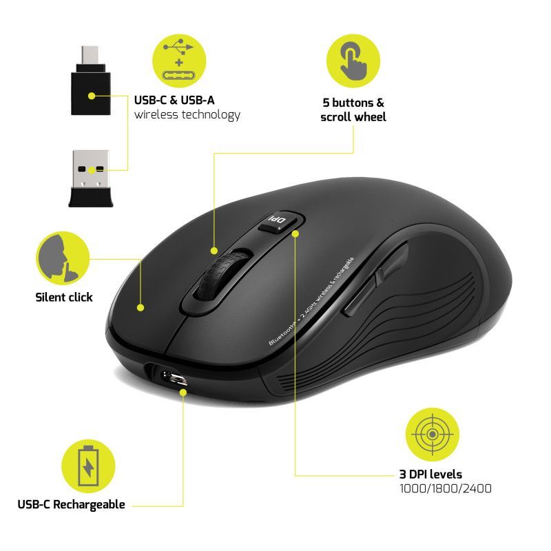 Port Designs Essential Wireless Bluetooth Mouse Black