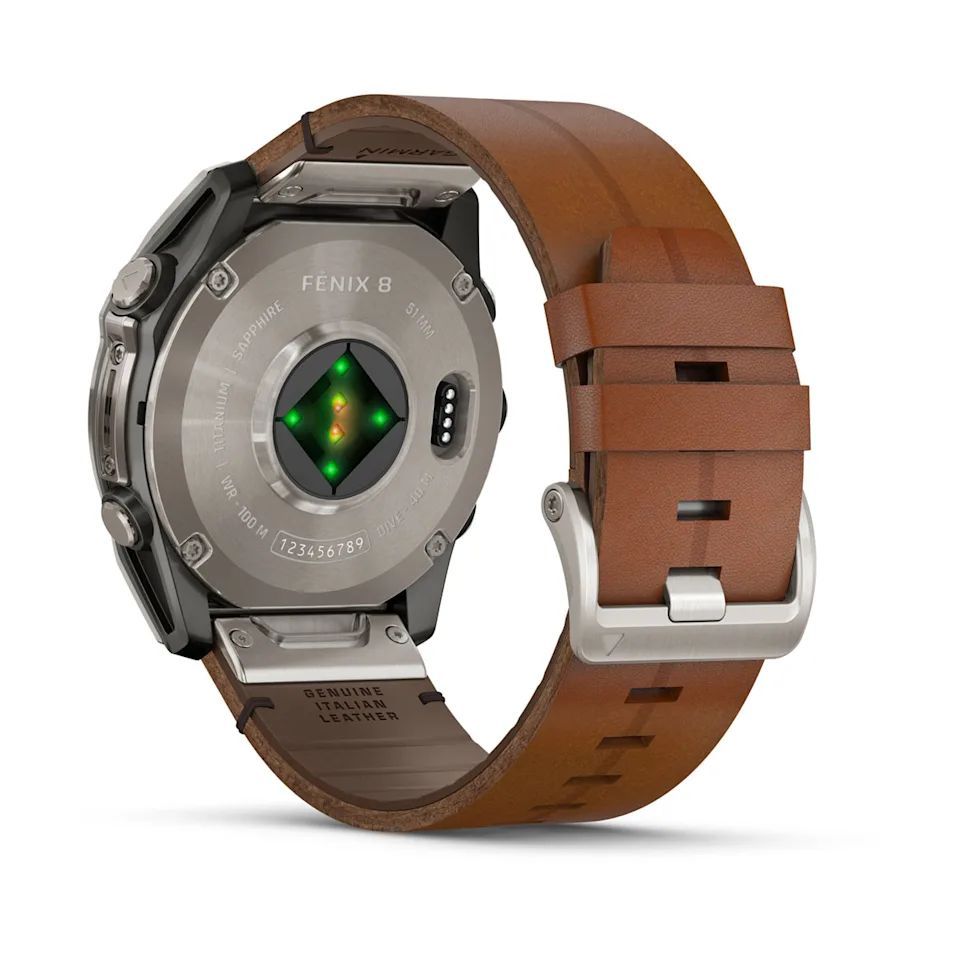 Garmin fenix 8 51mm AMOLED Sapphire, Titanium with Chestnut Leather Band Garmin fenix 8 51mm AMOLED Sapphire, Titanium with Chestnut Leather Band