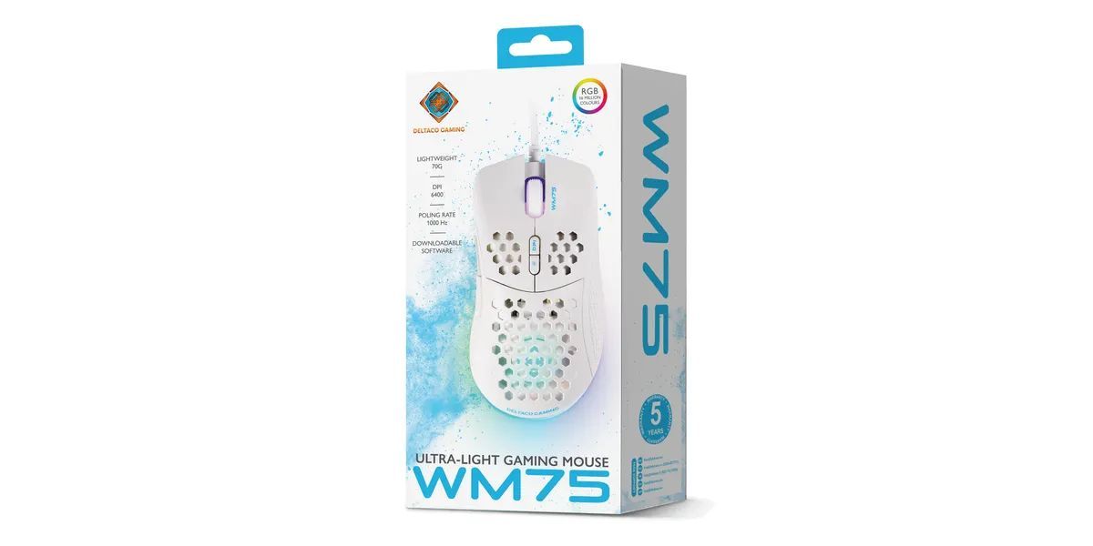 Deltaco WM75 Gaming Mouse White