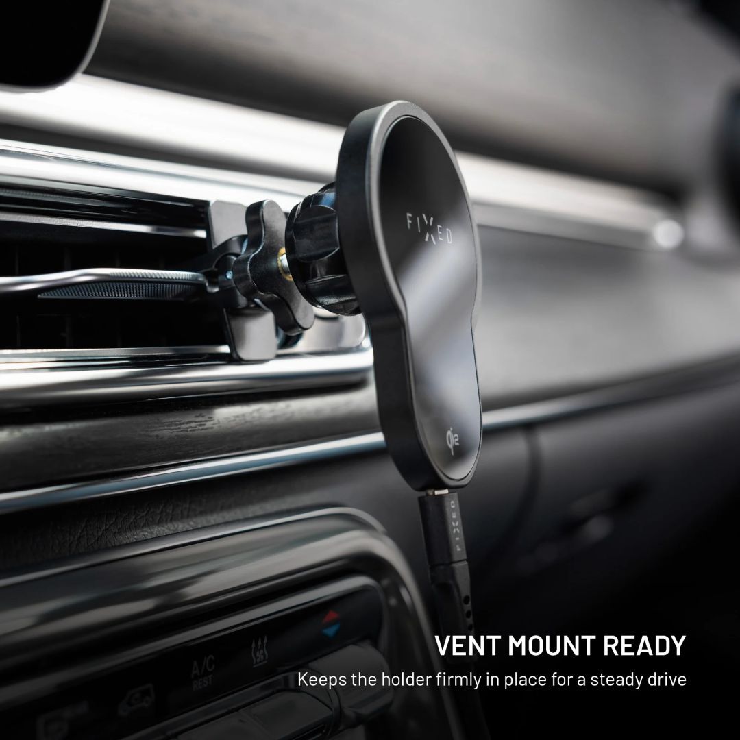 FIXED MagClick 2 autós tartó wireless töltővel 15W, fekete