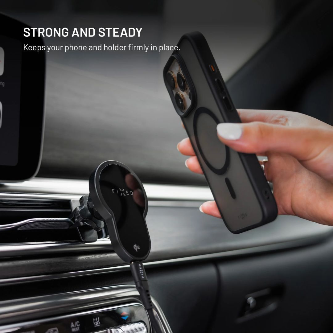 FIXED MagClick 2 autós tartó wireless töltővel 15W, fekete