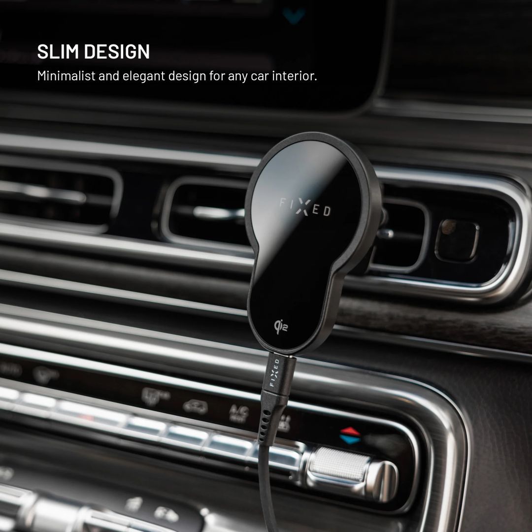 FIXED MagClick 2 autós tartó wireless töltővel 15W, fekete