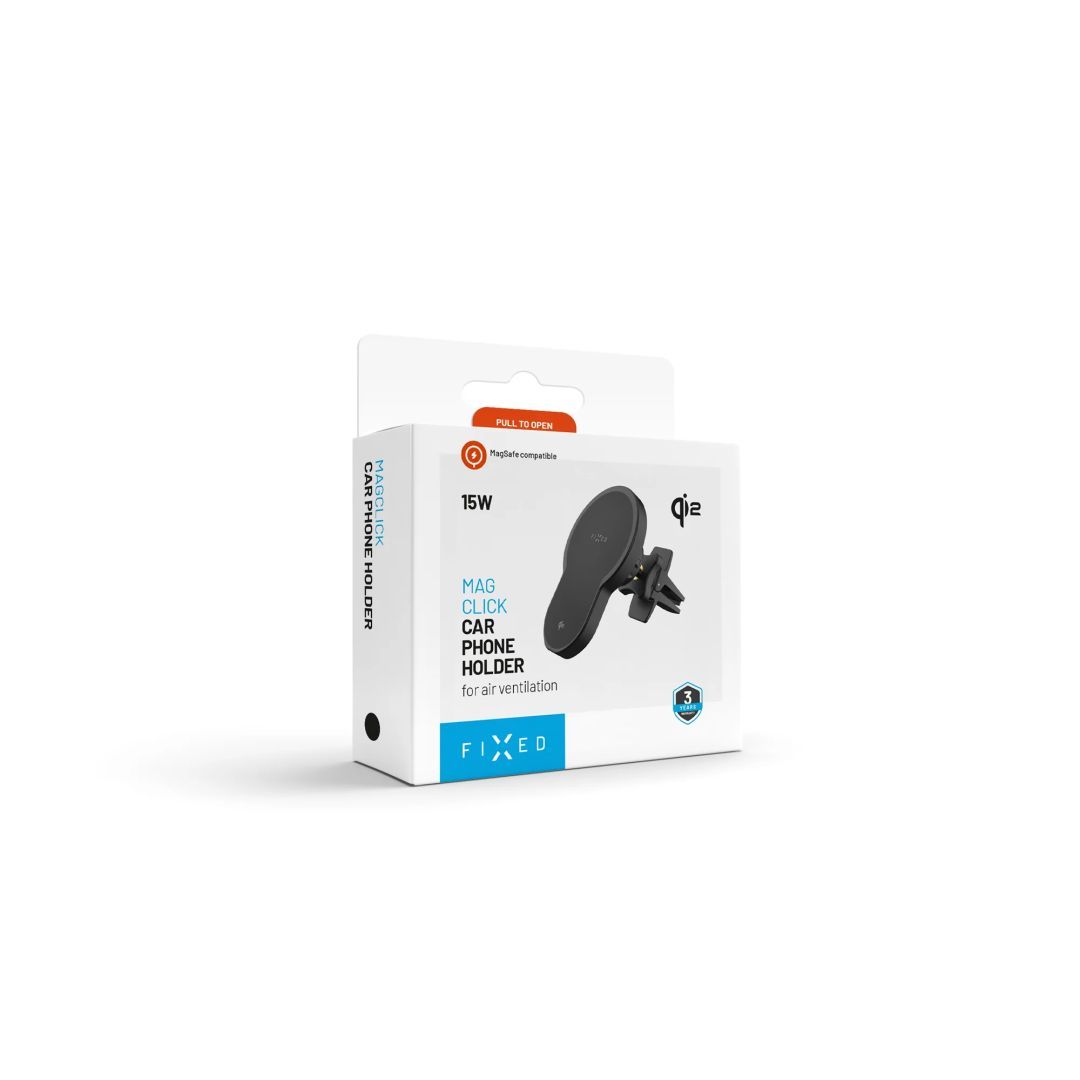 FIXED MagClick 2 autós tartó wireless töltővel 15W, fekete