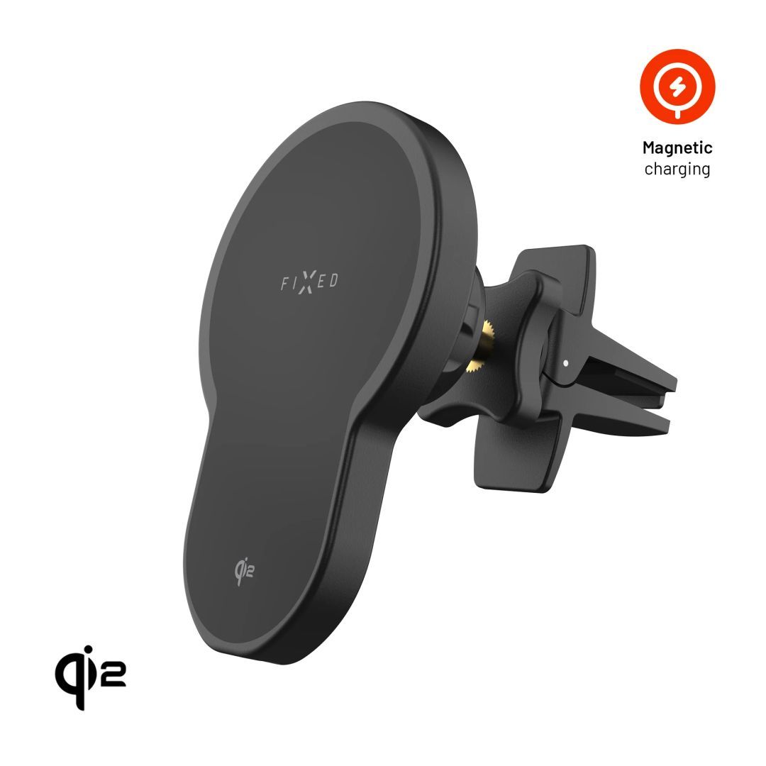 FIXED MagClick 2 autós tartó wireless töltővel 15W, fekete