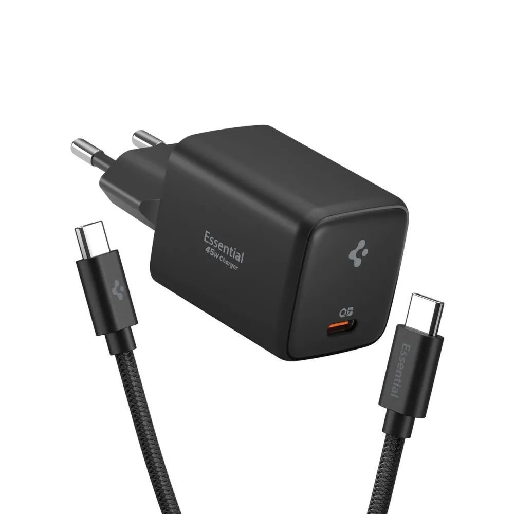 Spigen Essential 45W Wall Charger Black Spigen Essential 45W Wall Charger Black