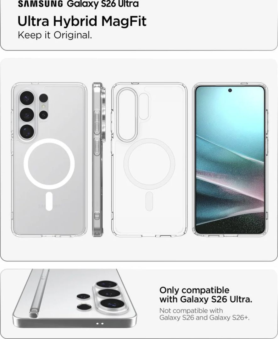 Spigen Ultra Hybrid MagSafe case for Samsung Galaxy S26 Ultra Clear White