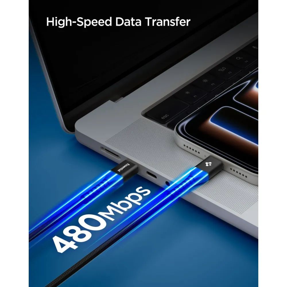 Spigen Essential USB-C to USB-C 100W Fabric Cable 1m Black