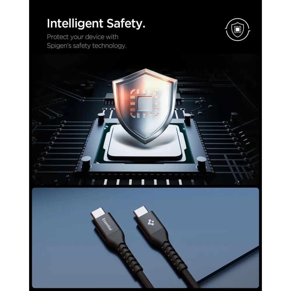 Spigen Essential USB-C to USB-C 100W Fabric Cable 1m Black