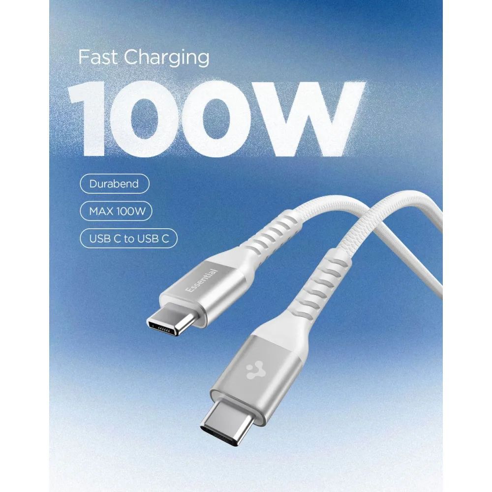 Spigen Essential USB-C to USB-C 100W Fabric Cable 1m White