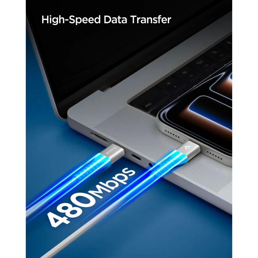 Spigen Essential USB-C to USB-C 100W Fabric Cable 1m White