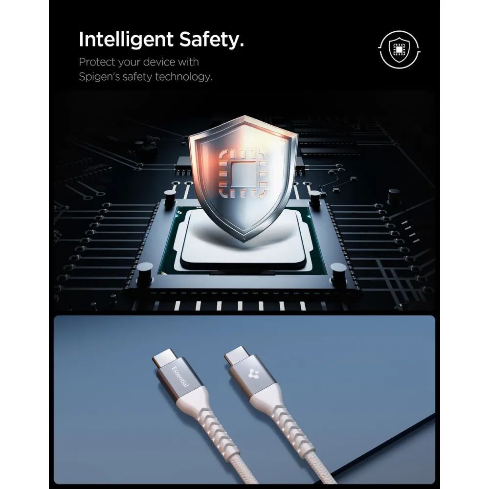 Spigen Essential USB-C to USB-C 100W Fabric Cable 1m White