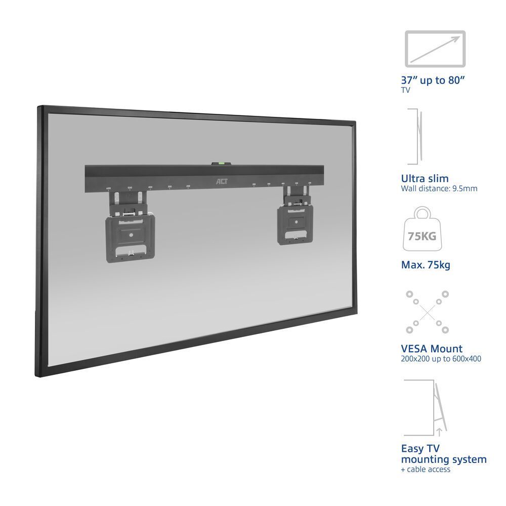 ACT Fixed TV Wall Mount 37"-80" Black
