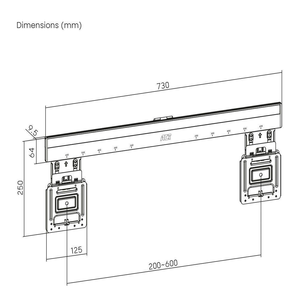 ACT Fixed TV Wall Mount 37"-80" Black
