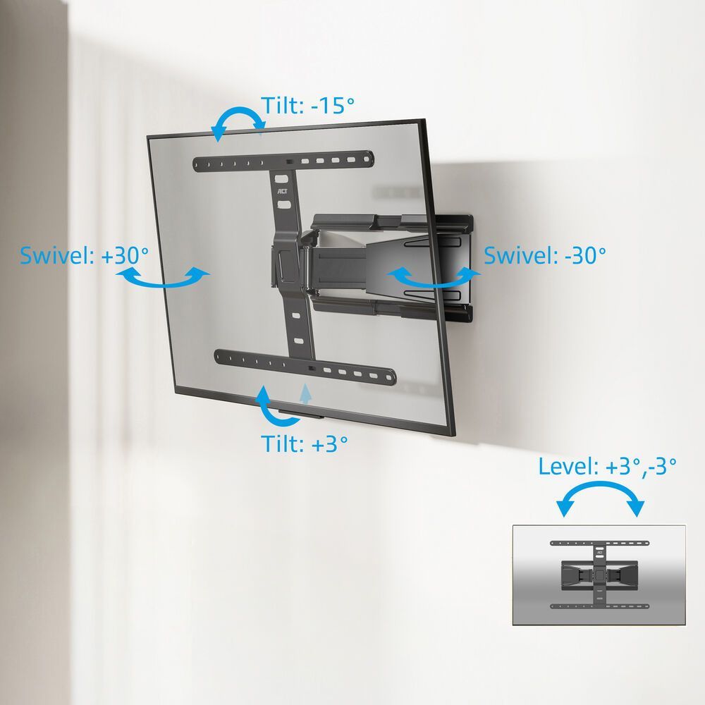 ACT Full motion TV Wall Mount ultra slim 43"-90" Black ACT Full motion TV Wall Mount ultra slim 43"-90" Black