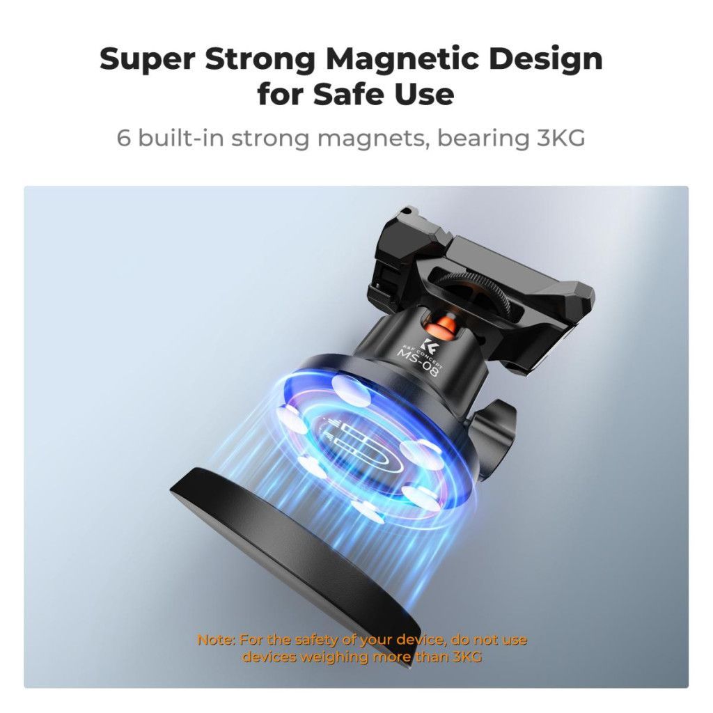 K&F Concept mágneses állvány, gömbfejjel, telefon és akció kamera adapterrel