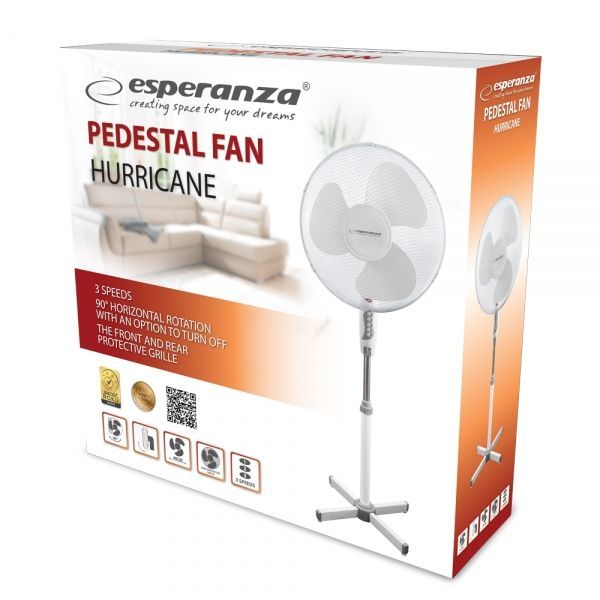 Esperanza Pedestal Cooling Fan 16" Hurricane White