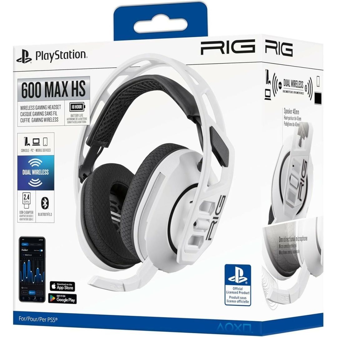 Nacon RIG 600 MAX HS Wireless Bluetooth Gaming Headset White