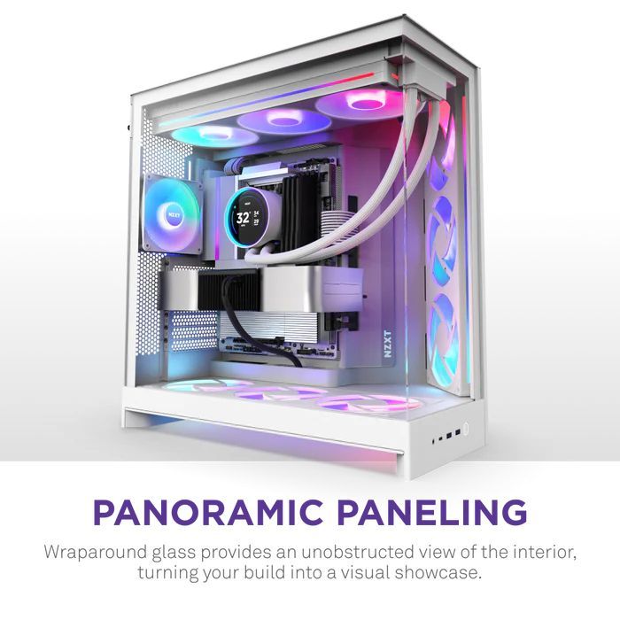 NZXT H9 Flow RGB (2025) Tempered Glass White