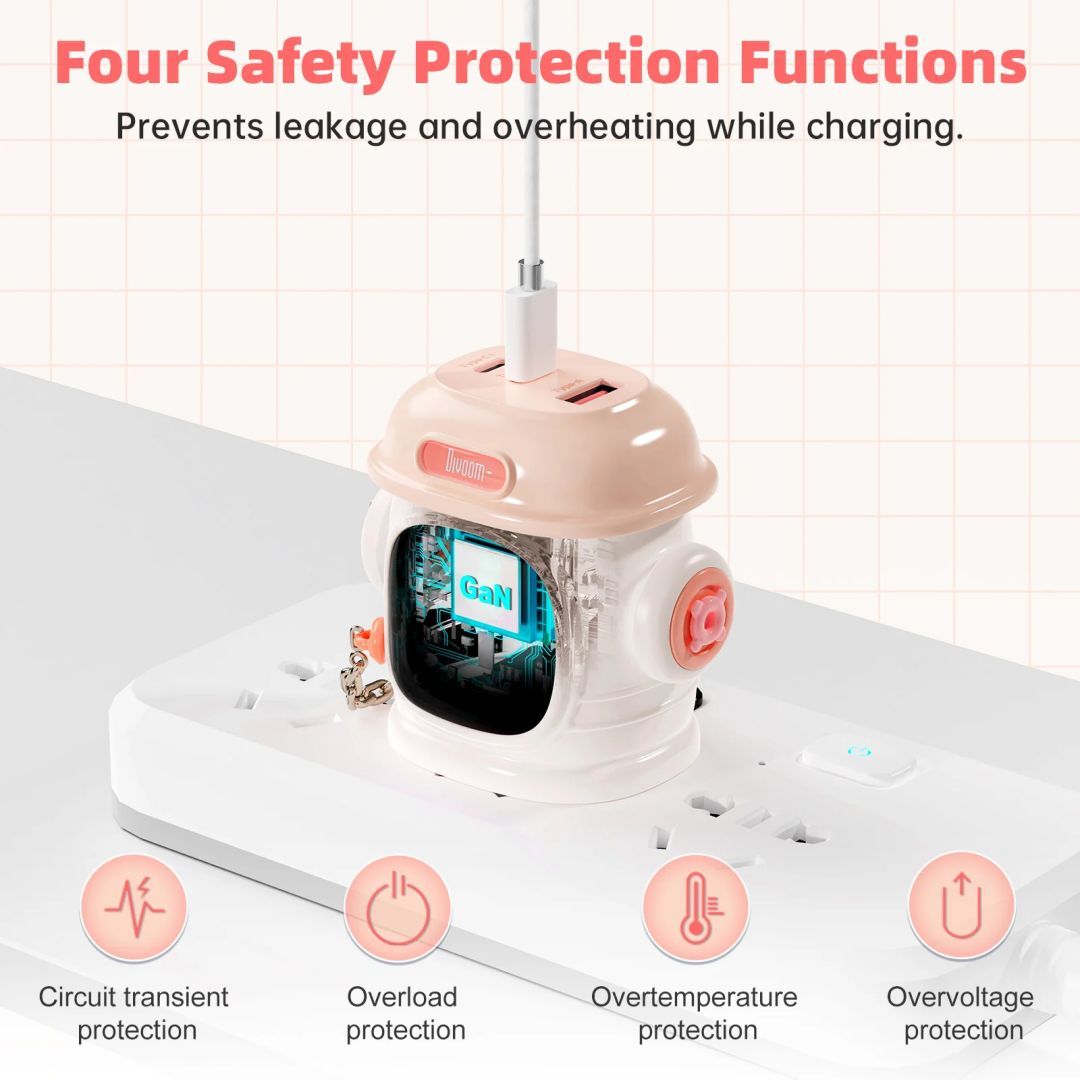 Divoom Dipow-65W Multi-socket 65W Fast Charger Pink