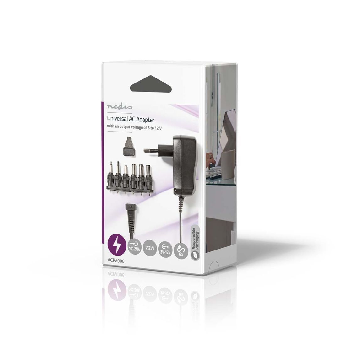 Nedis Universal AC Power Adapter 7,2W 1,8m Black