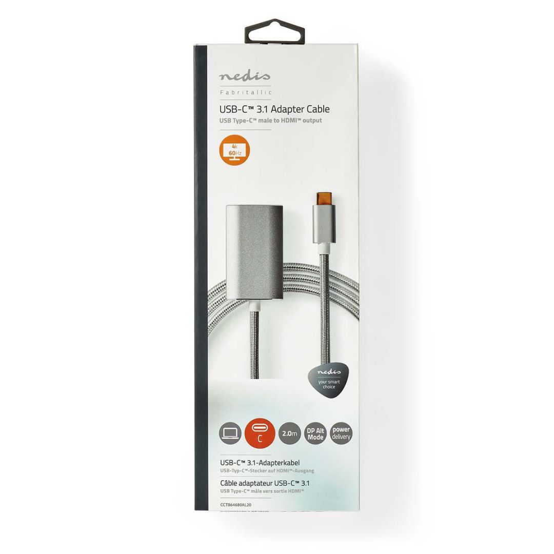 Nedis USB 3.2 Gen 1 USB-C Male - HDMI Output 4K60Hz 2m Silver