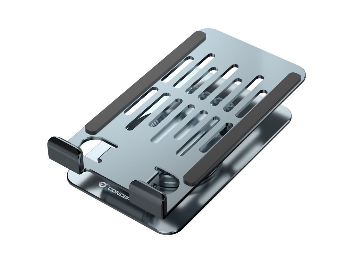 Conceptronic THANA08G Foldable Swivel Phone Stand 360° Rotating Base Adjustable Height Grey