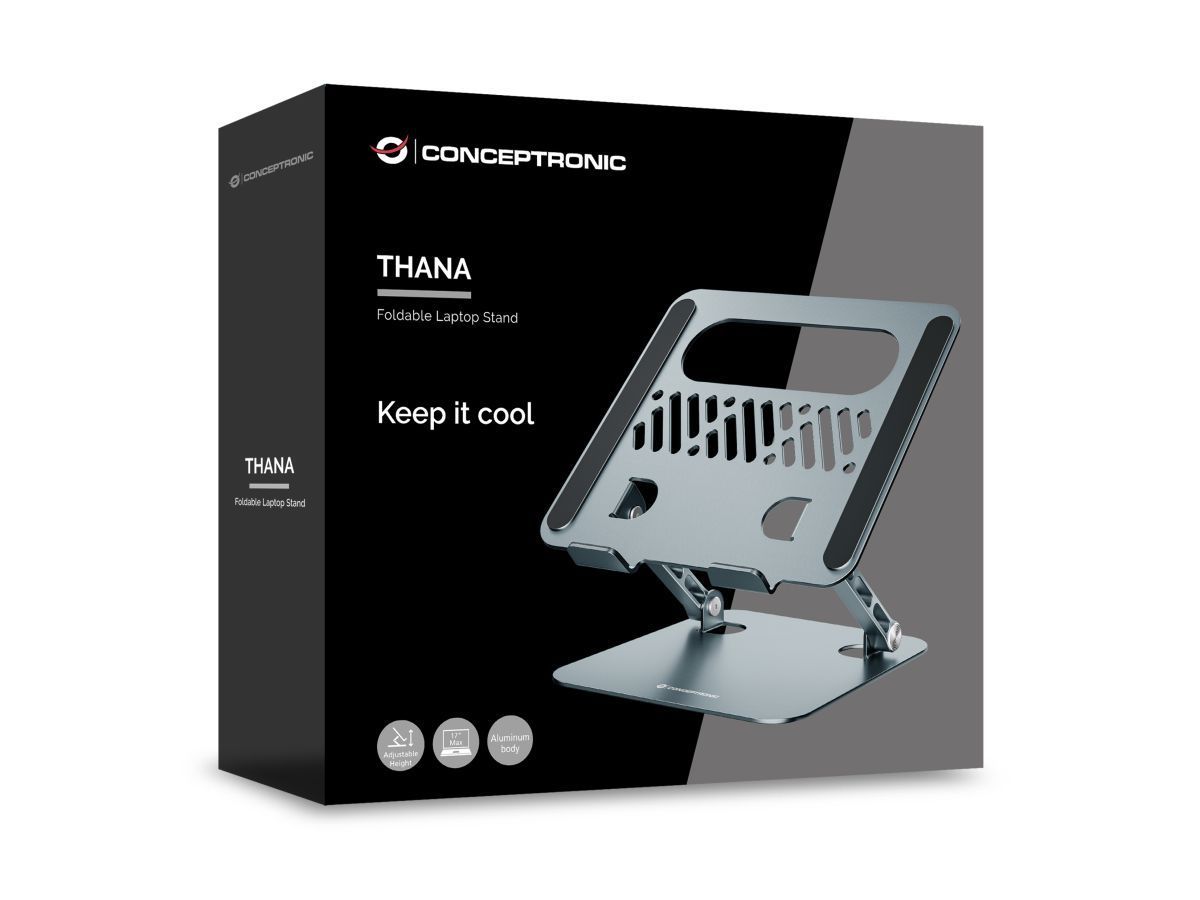 Conceptronic THANA10G Foldable Laptop Stand Adjustable Height Grey