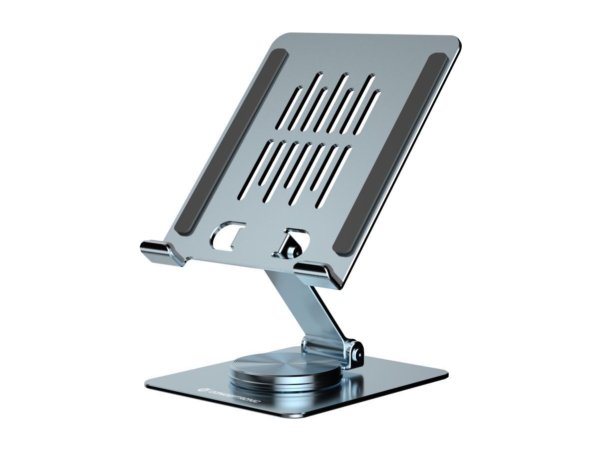 Conceptronic THANA09G Foldable Swivel Tablet Stand 360° Rotating Base Adjustable Height Grey