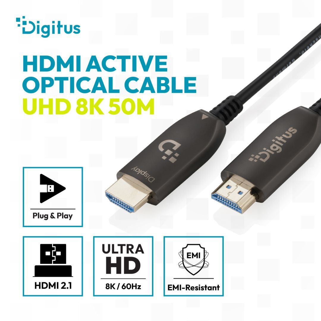 Digitus HDMI AOC Hybrid Fiber Optic Cable UHD 8K 50m Black