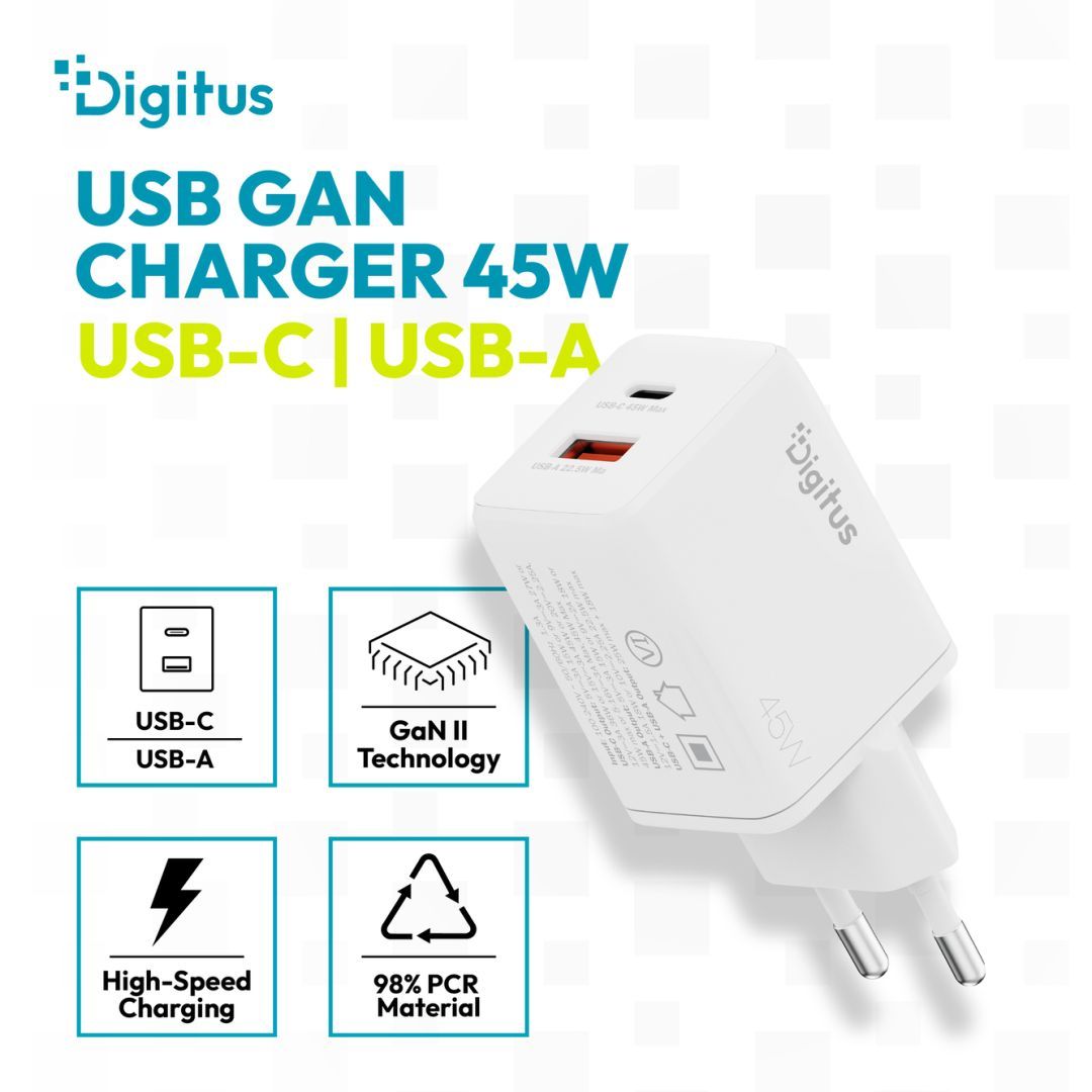 Digitus USB GaN Charger 45W White