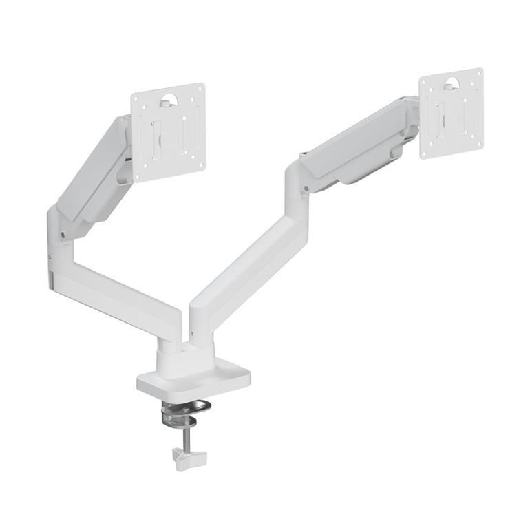 Gembird Desk mounted adjustable double monitor arm 17"-32" White