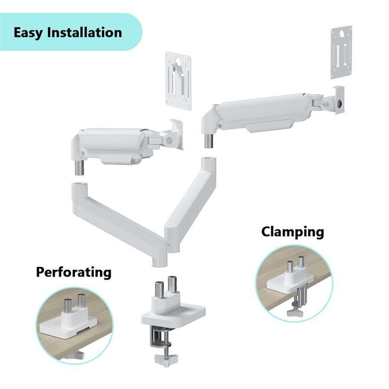 Gembird Desk mounted adjustable double monitor arm 17"-32" White