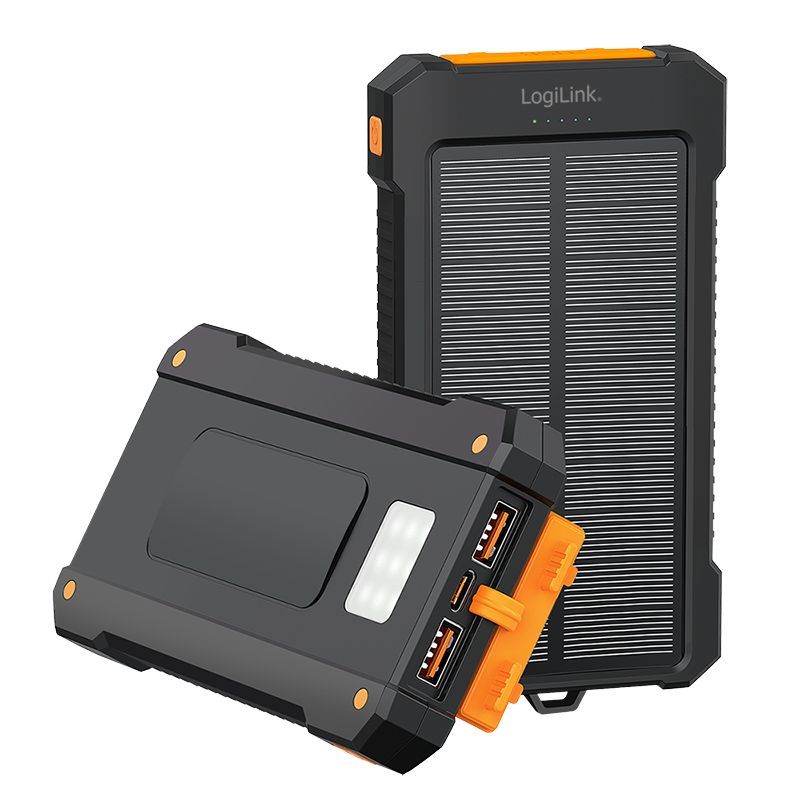 Logilink Solar LED Light 10000 mAh Power Bank Black/Orange