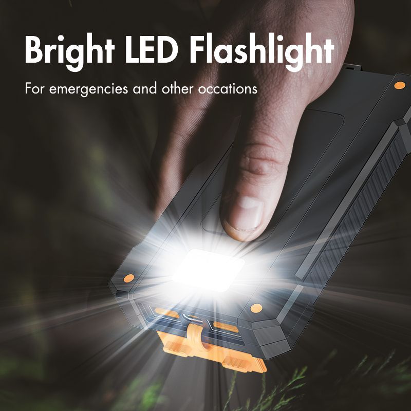 Logilink Solar LED Light 10000 mAh Power Bank Black/Orange