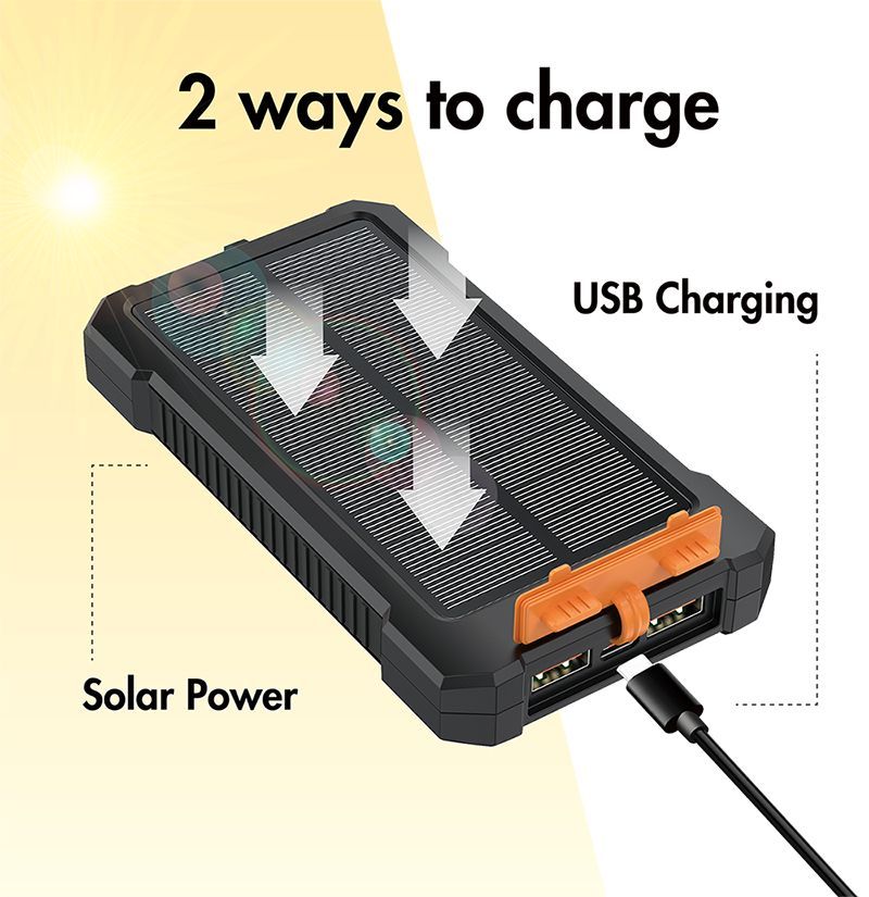 Logilink Solar LED Light 10000 mAh Power Bank Black/Orange