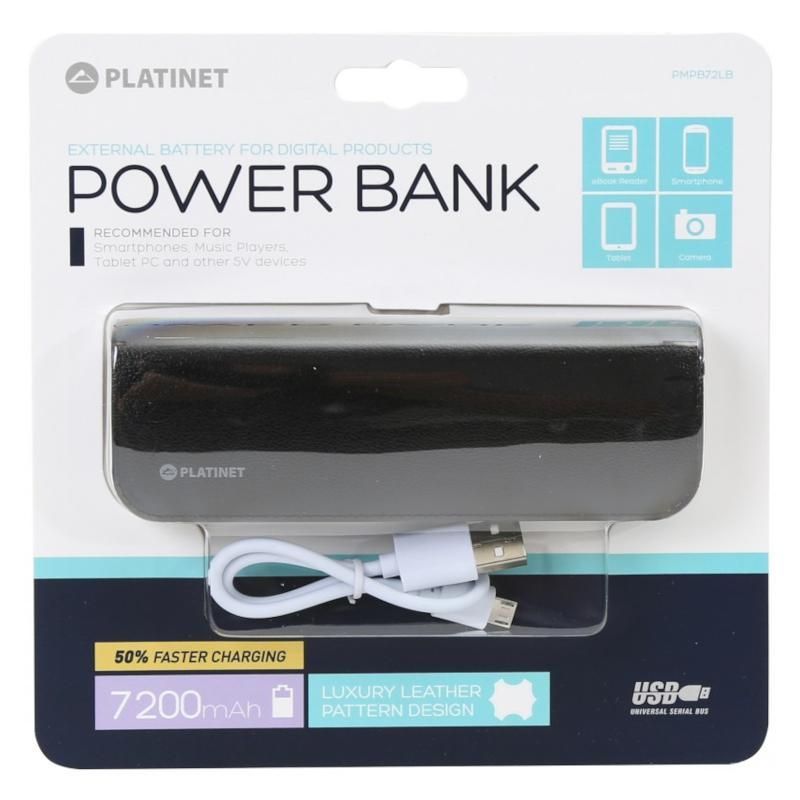 Platinet 7200mAh Powerbank + microUSB cable Black