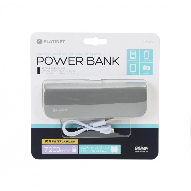 Platinet 7200mAh Powerbank + microUSB cable Grey