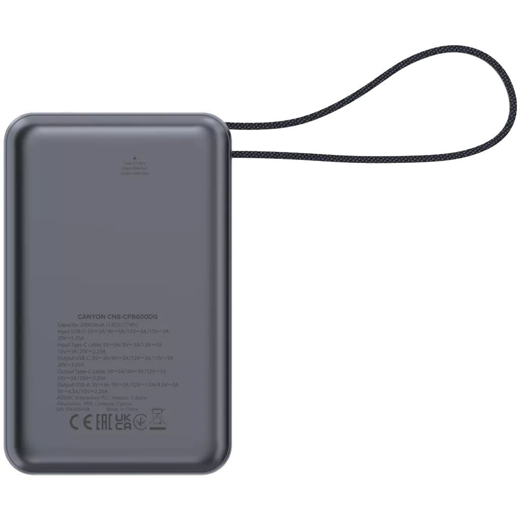 Canyon CNS-CPB600DG 20000mAh PowerBank Dark Grey