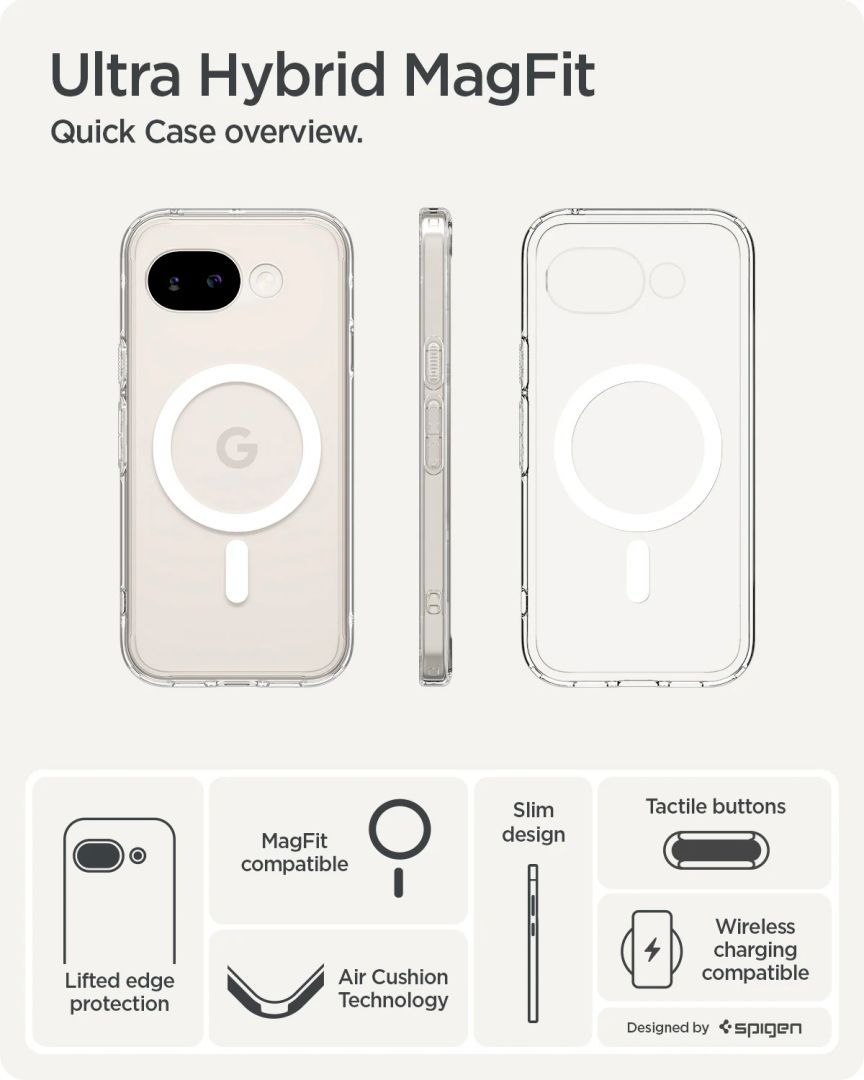 Spigen Ultra Hybrid MagSafe case for Google Pixel 10a Clear White