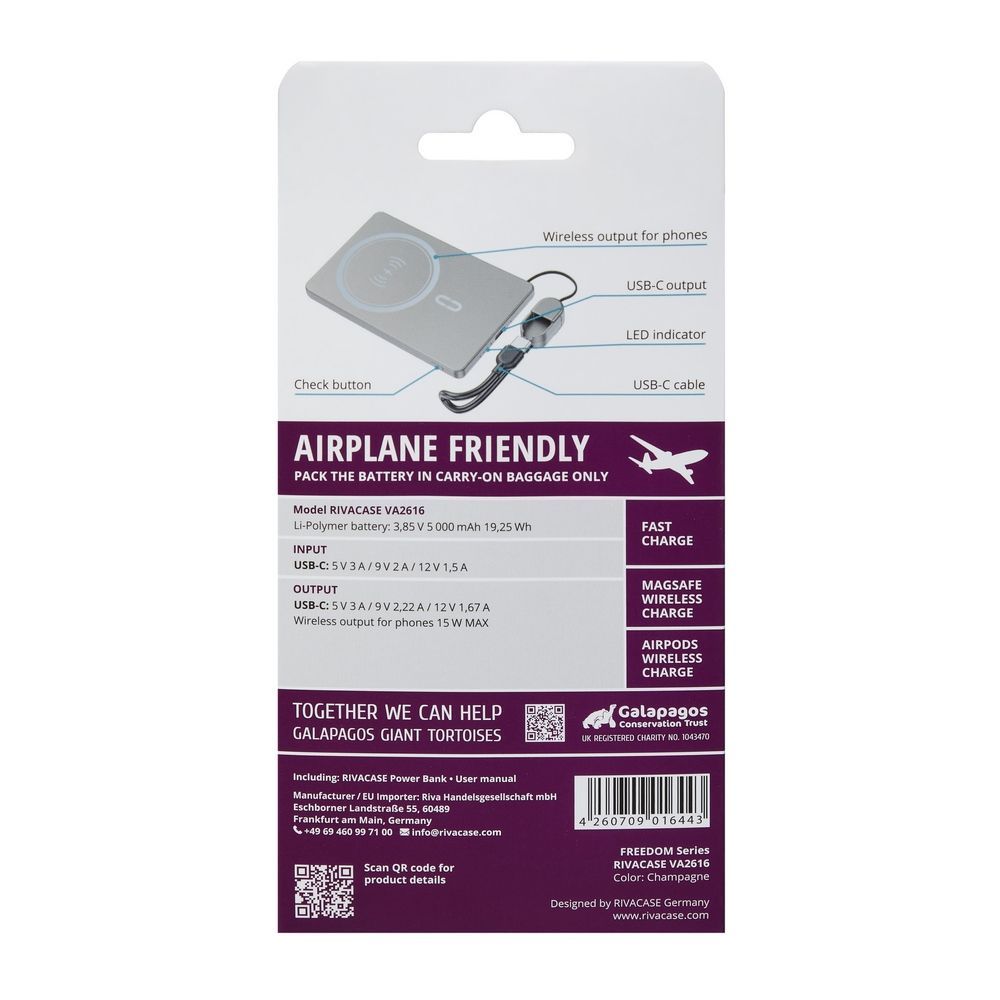 RivaCase Rivapower VA2616 5000mAh PowerBank Grey